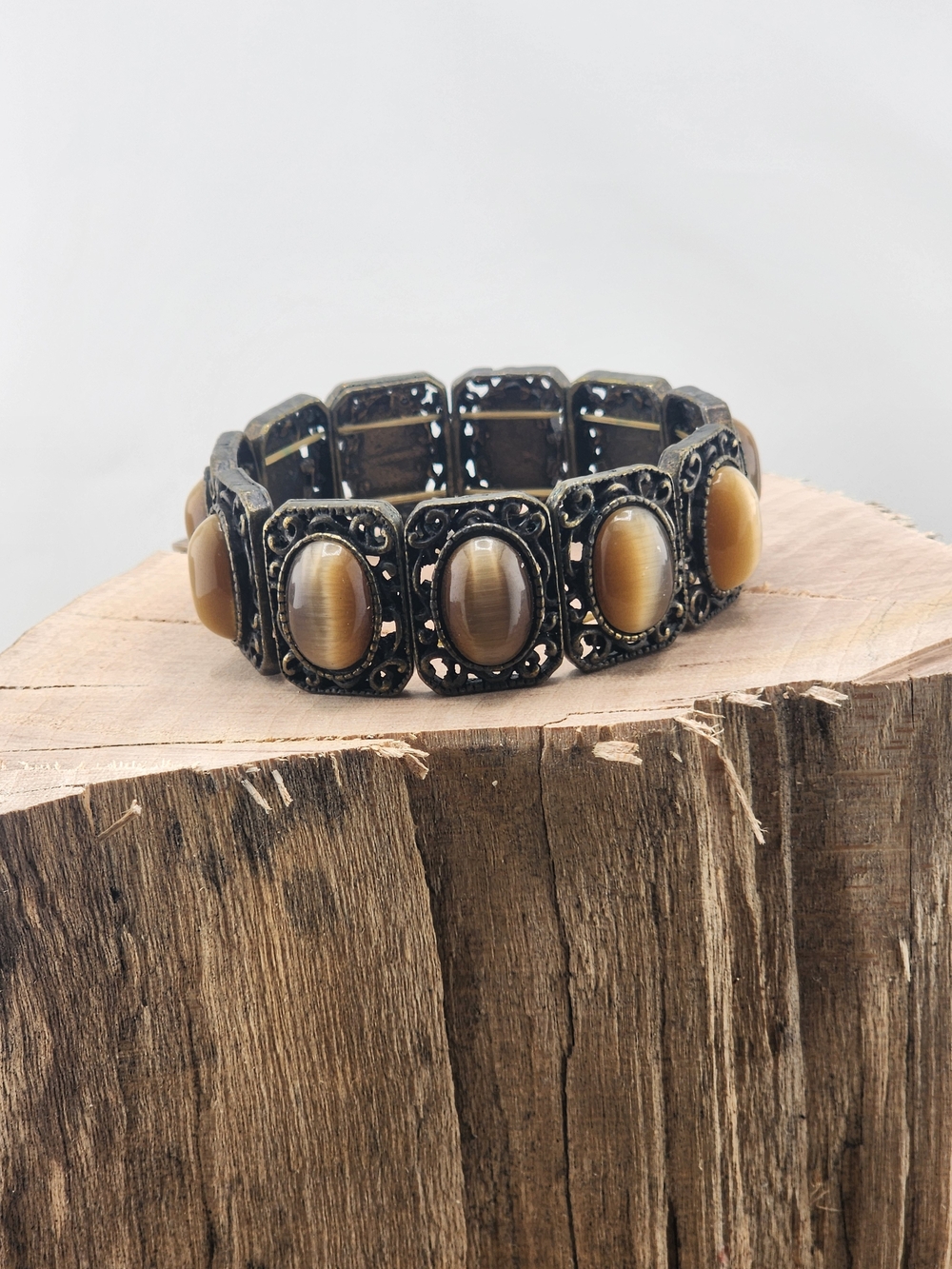 Yellow Tiger Eye Stretch Bracelet - Vintage-Style Women’s Jewelry 0587